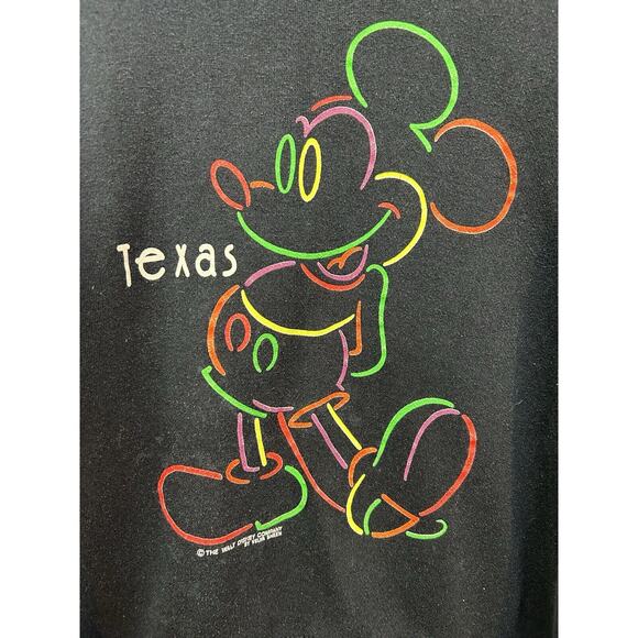 Vintage Disney‎ Mickey Mouse Texas Sweatshirt Adult Medium Neon USA Made Graphic - Picture 7 of 8